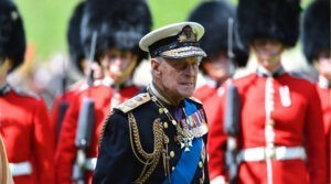 Britain's Prince Philip takes part in a ceremonial welcome for United Arab Emirates president at Windsor Castle